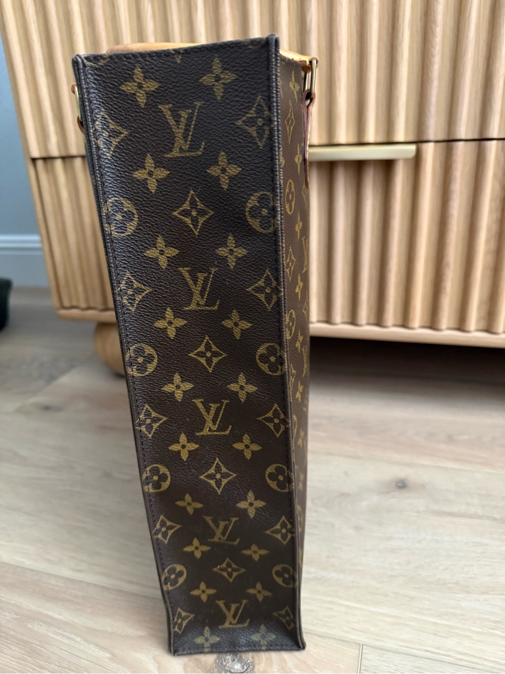 Louis Vuitton Brown Monogram Canvas Sac Plat Tote with Vachetta Handles - Picture 5 of 16